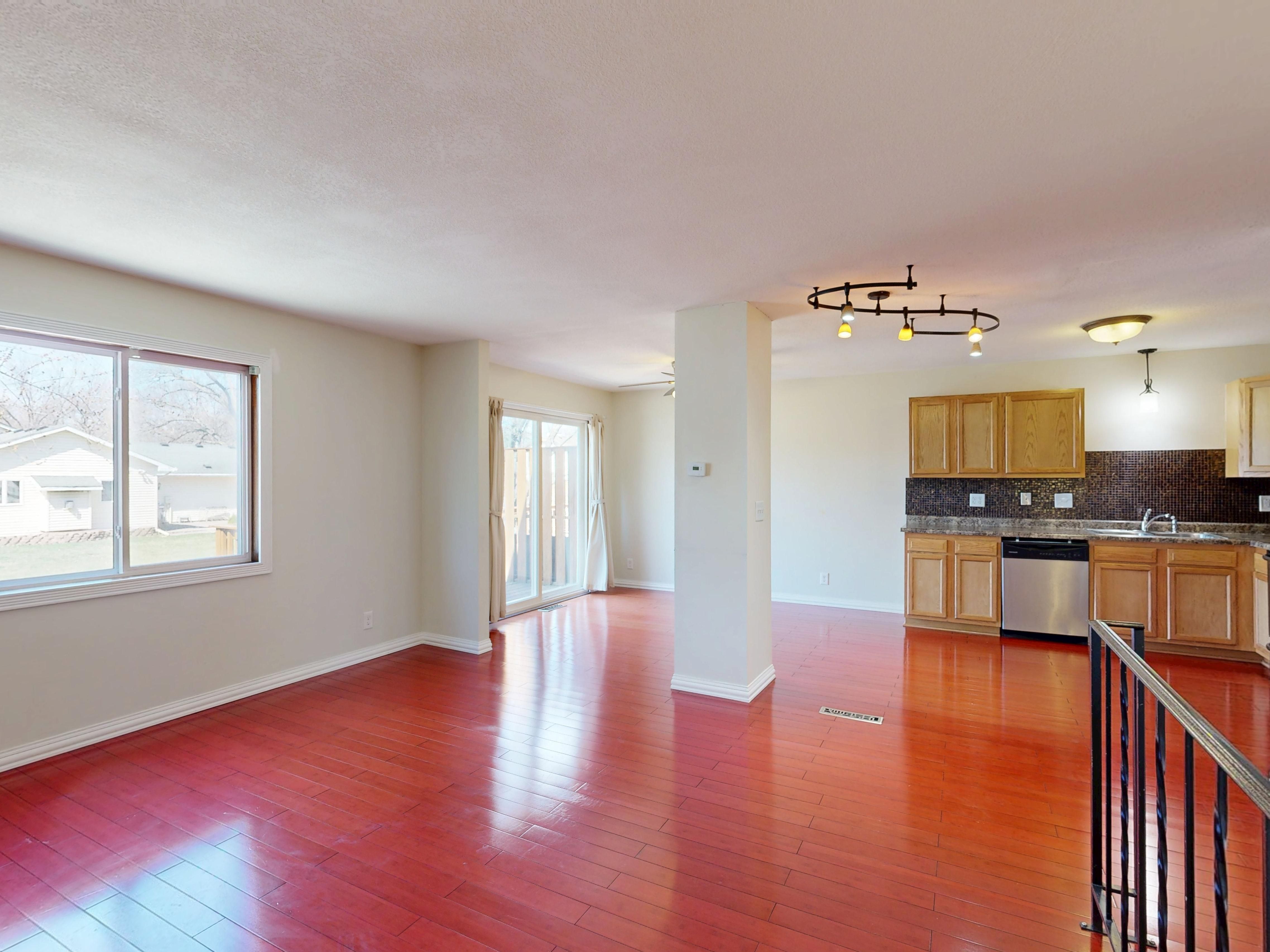 Rental House Interior with Red Floors