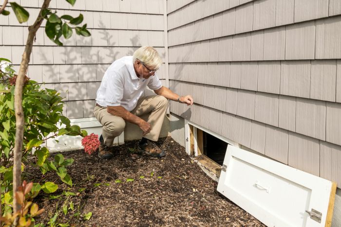 Property manager doing an exterior inspection